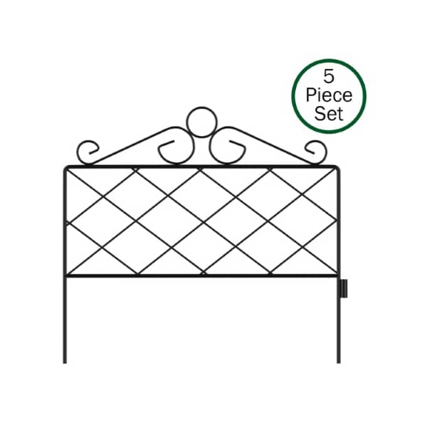 Nature Spring Set of 5 Metal Garden Fencing Panels for Decorative Edging Flower Beds and Landscaping, Black 668572BIL - main